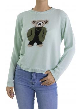 Maglia girocollo con orsacchiotto